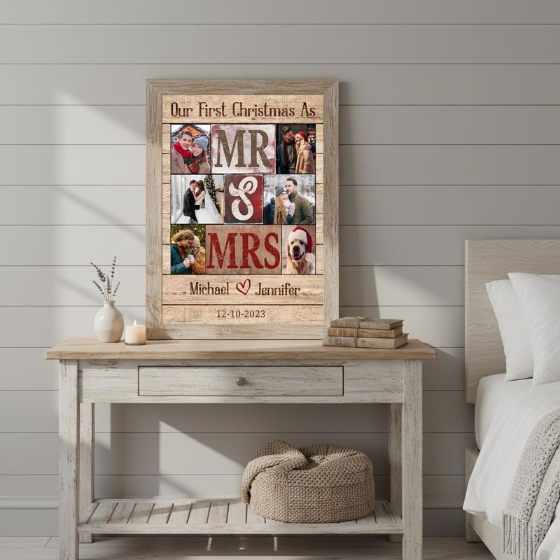 Custom Mr. and Mrs. Canvas Our First Christmas Together