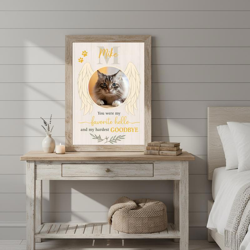 Personalized Cat Photo Memorial With Angel Wings Canvas