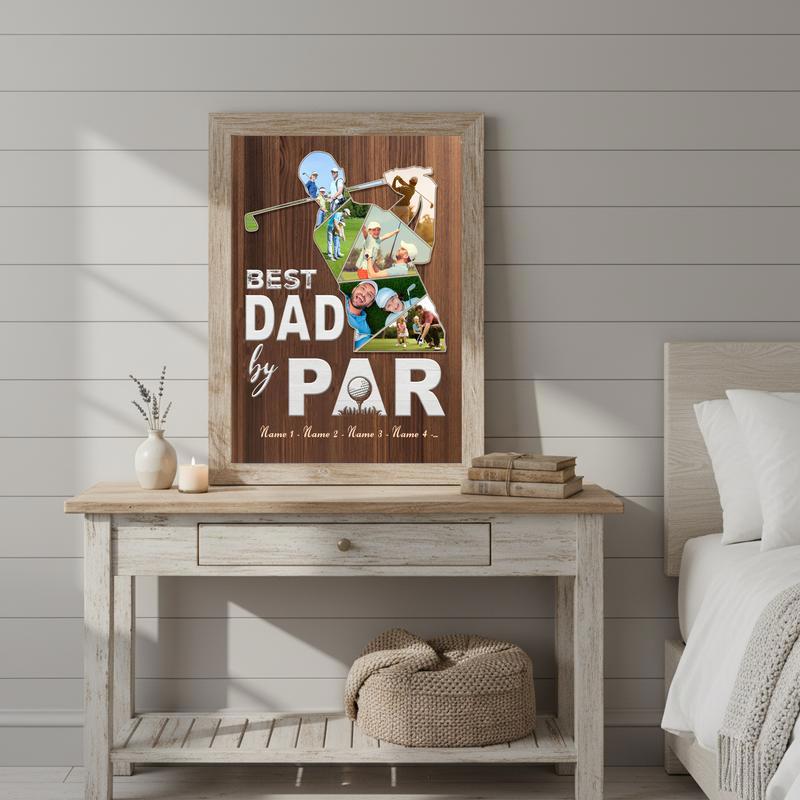 Capture Dad's Golf Day Custom Photo Collage Canvas