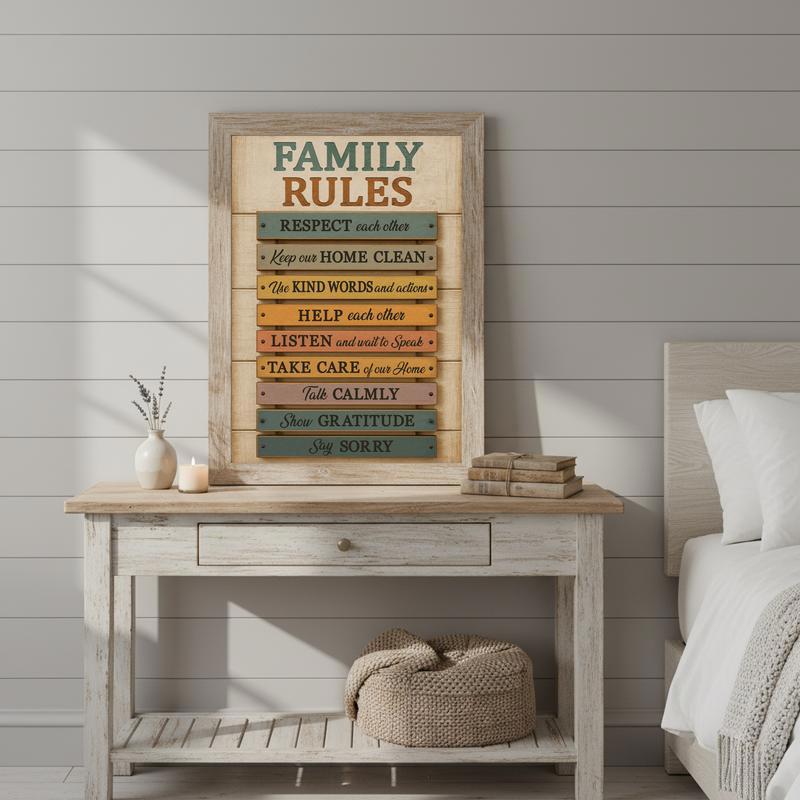 Personalized Family Rules Sign Rustic Farmhouse Canvas