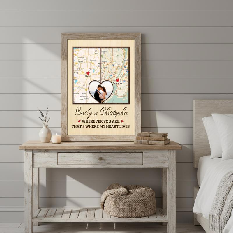 Personalized Map Art To Close The Distance - Couples Gift Canvas