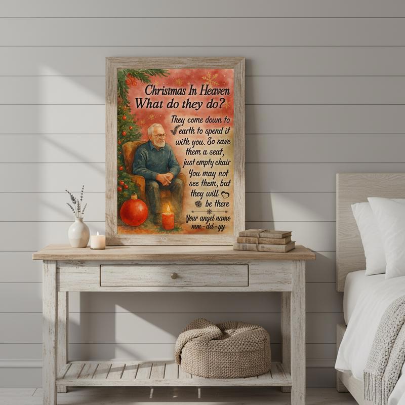 Personalized Memorial Keepsake Christmas In Heaven Canvas