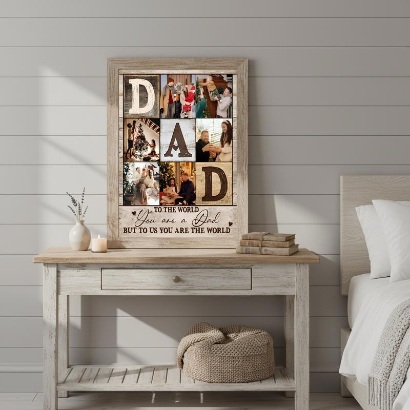 A Father's World in Photos Personalized Collage Canvas