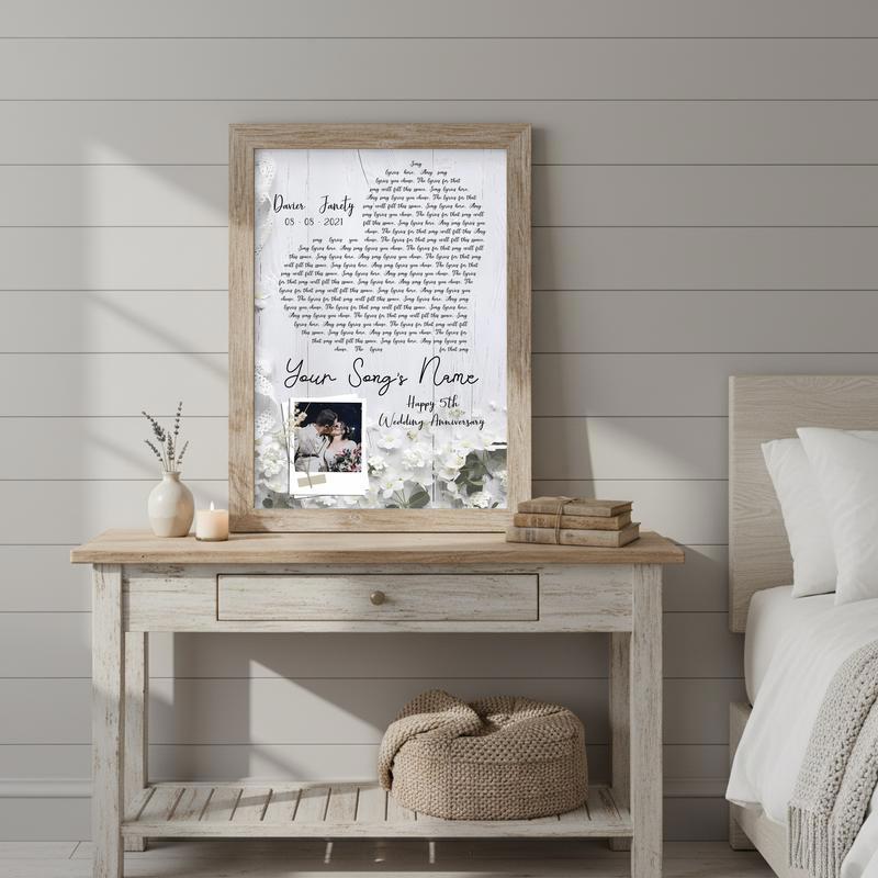 Personalized Anniversary Song Canvas Wall Art for Couple