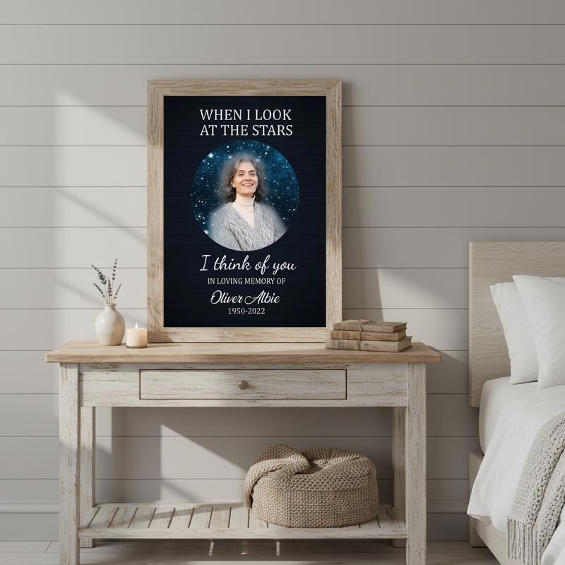 Personalized Star In Heaven Mom Tribute Wall Art Canvas