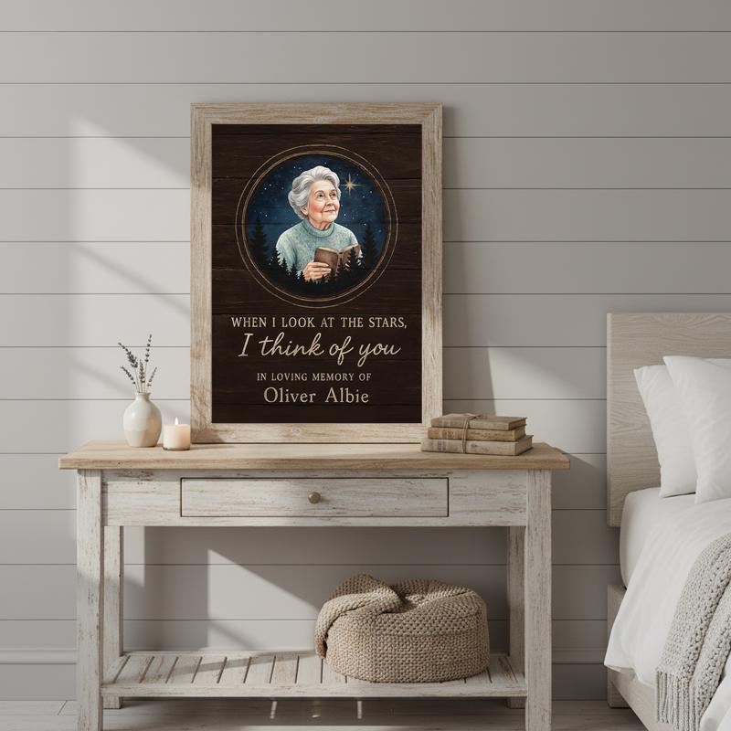 Remembering Mom - Custom Photo & Sky Map Memorial Canvas
