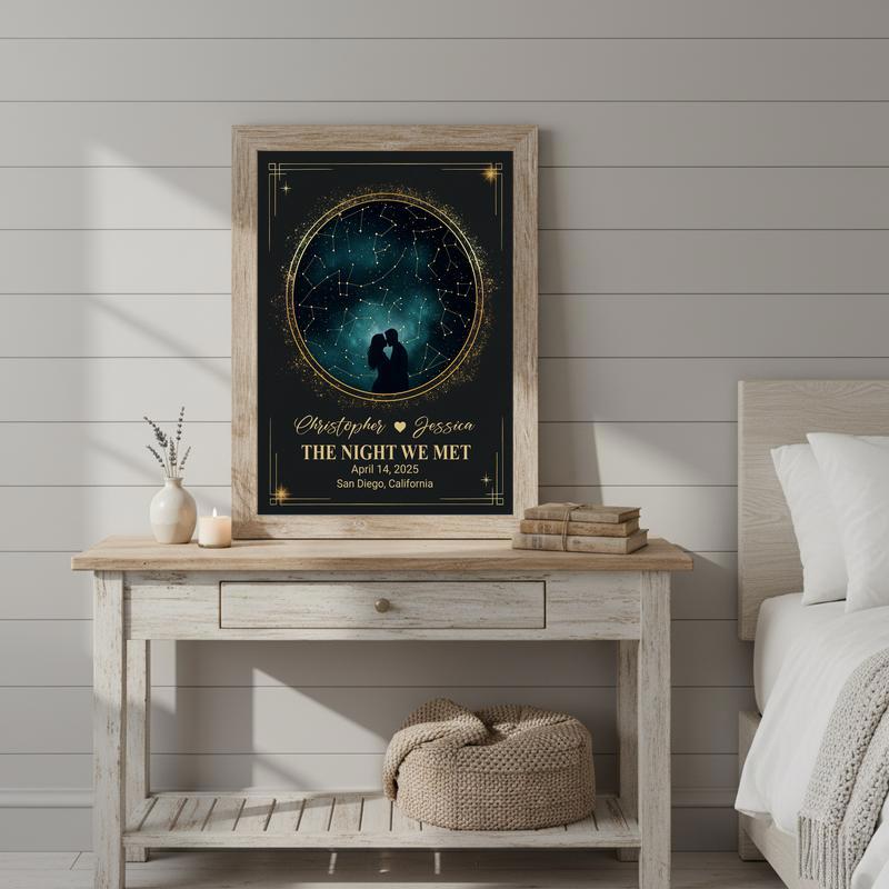 Romantic Custom Star Map For Couples Wedding Gift Canvas