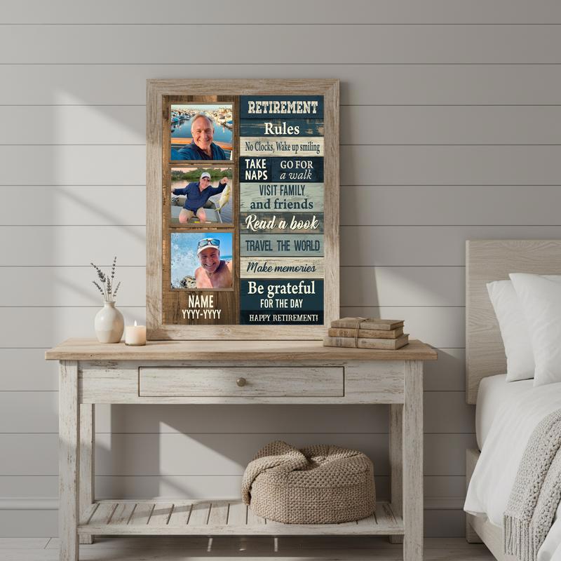 Rustic Coastal Gift For Dad's Personalized Retirement Canvas