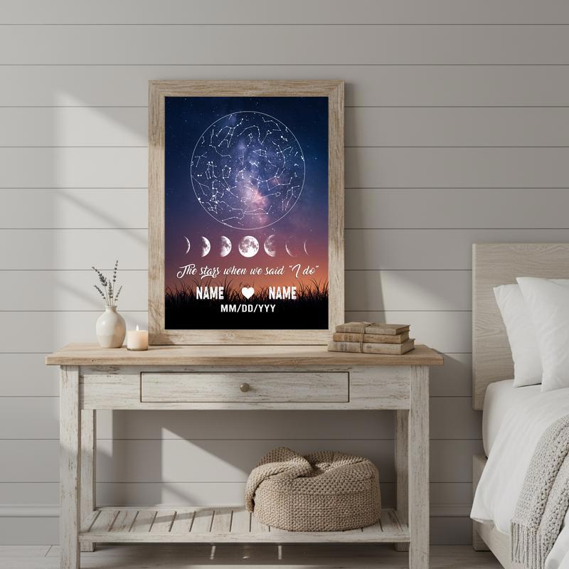 The Night We Became Us - Personalized Wedding Star Map Canvas