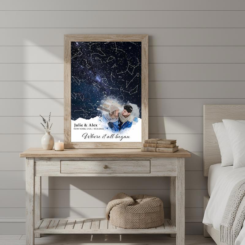 Constellations of Your Love Custom Date Star Map Canvas