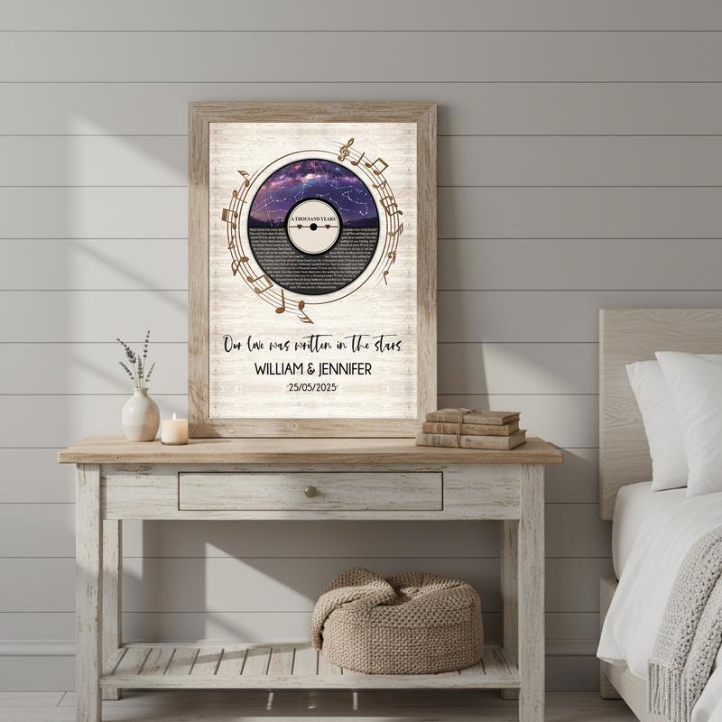 Your Song & Starry Night Map - Personalized Anniversary Canvas