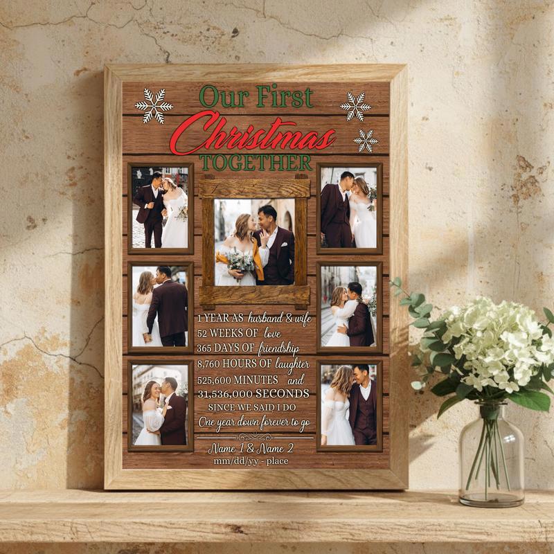 A Couple's First Christmas & 1st Anniversary Photo Collage Canvas