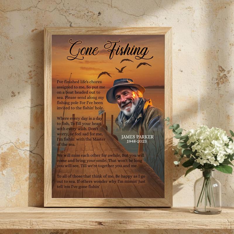 A Fisherman's Farewell - Personalized Photo Memorial Canvas