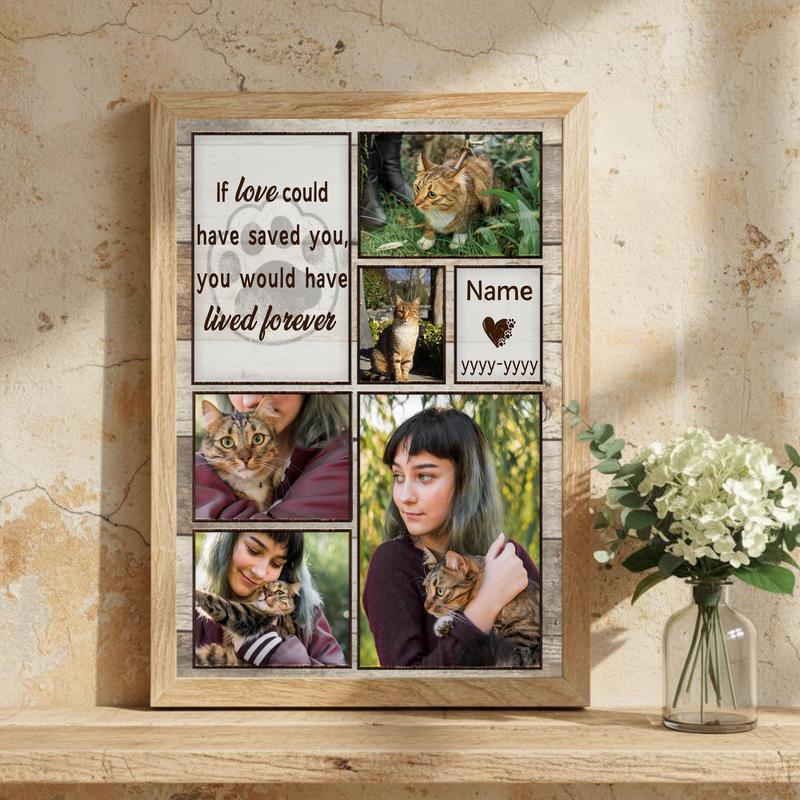 A Fur-Ever Love - Personalized Cat Memorial Collage Canvas