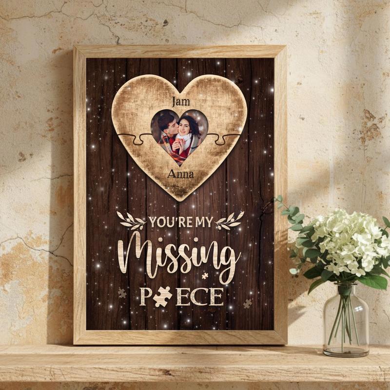 A Missing Piece Of My Heart - Personalized Valentine Puzzle Canvas