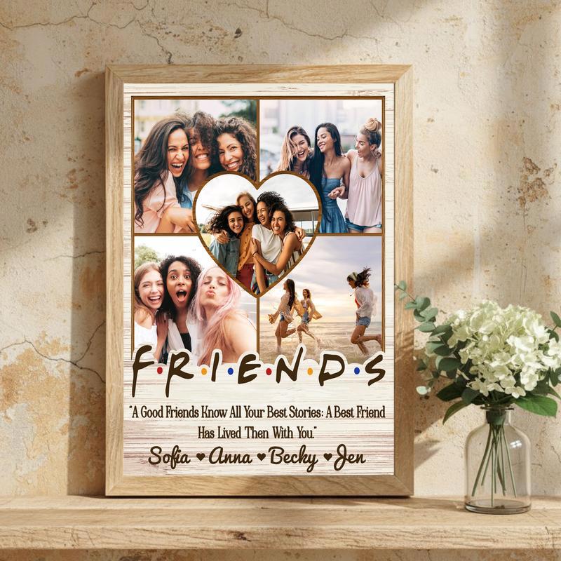 Bestie Birthday Photo Collage Canvas - Unique Rustic Friendship Gift