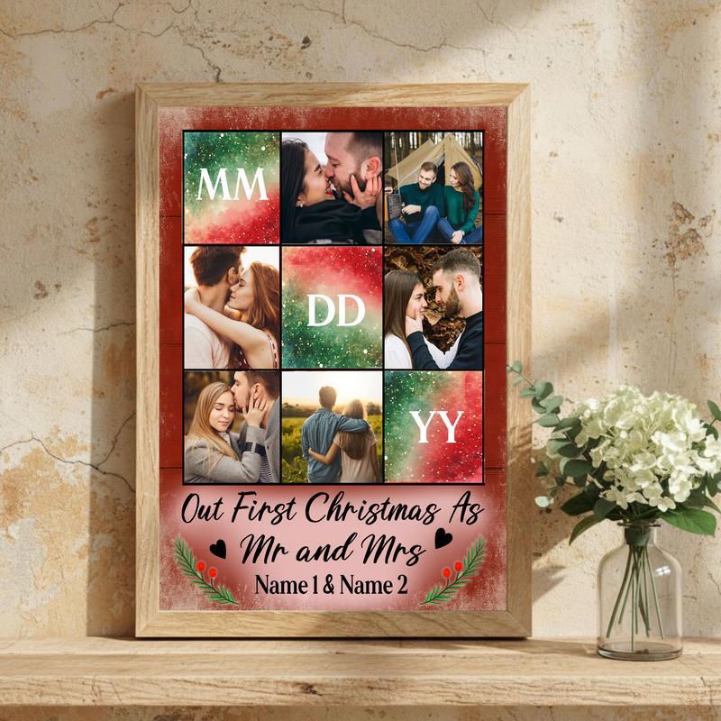 Celebrate Your First Christmas Together - Mr & Mrs Photo Canvas