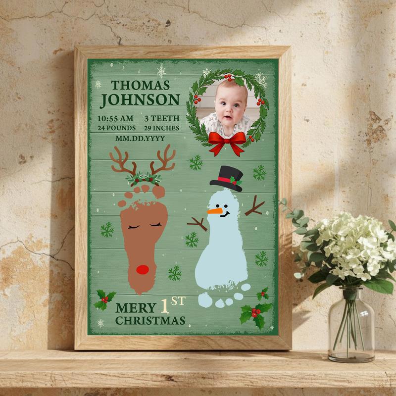 Cherish Baby's First Christmas - Personalized Footprints Canvas