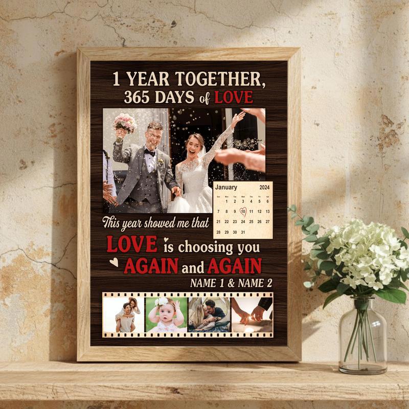 Cherish Your First Year - Custom Wedding Photo Collage Canvas