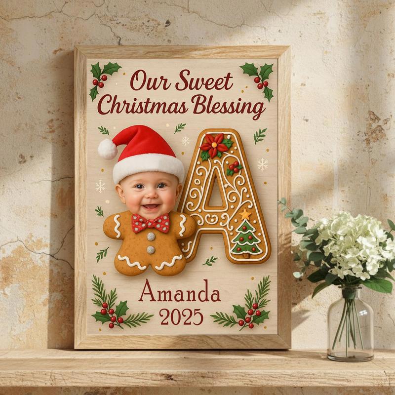 Cherished Baby's First Christmas Personalized Gingerbread Canvas