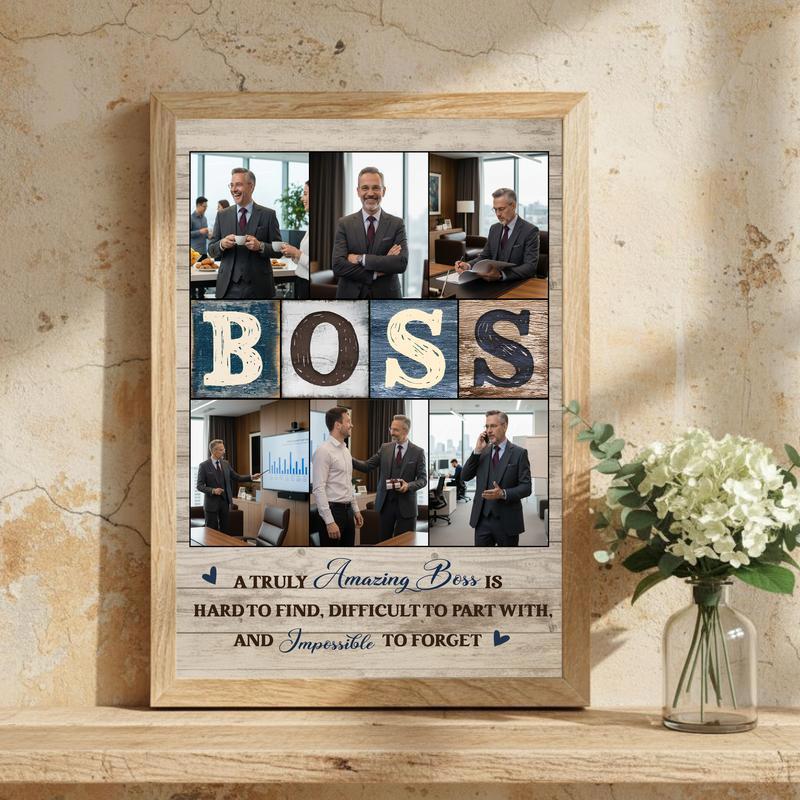 Cherished Boss Retirement Photo Collage Gift Canvas