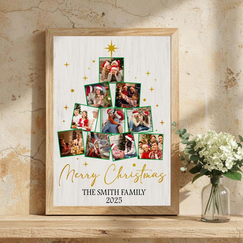 Cherished Christmas Photo Family Tree Custom Canvas - Holiday Home Decor