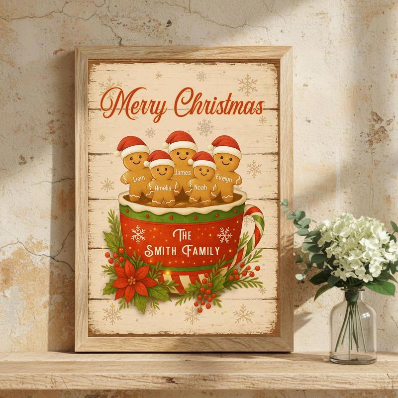 Custom Christmas Keepsake - Gingerbread Family Cup Canvas