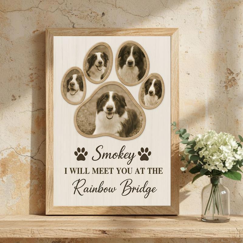 Custom Dog Loss Paw Print Remembrance Photo Canvas