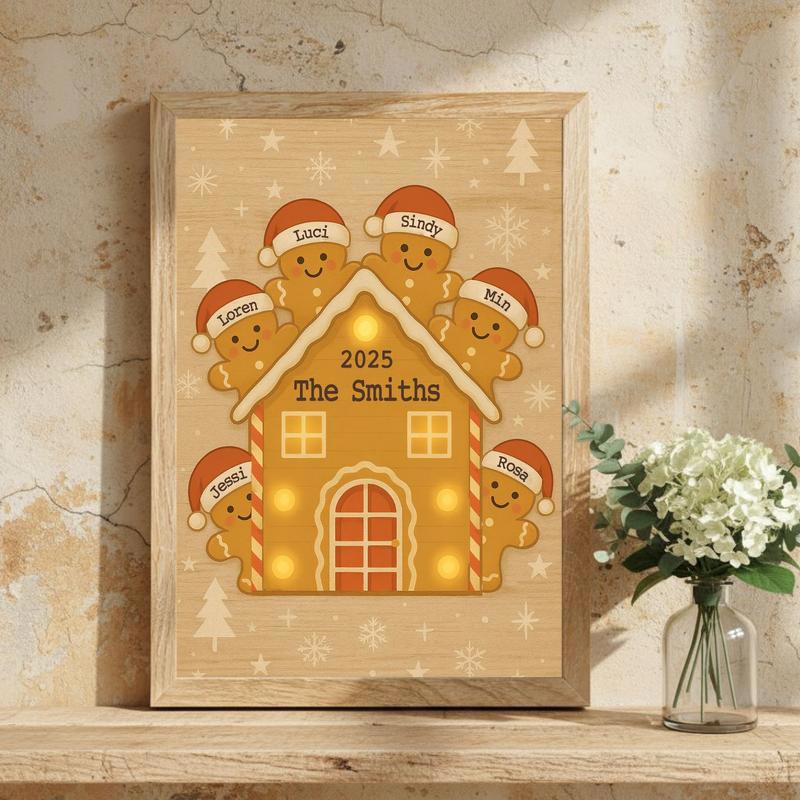 Custom Family Gingerbread House Canvas Art For Christmas Decor