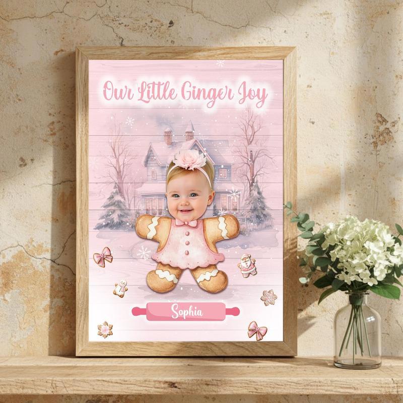 Daughter's Keepsake - Custom Pink Gingerbread Christmas Canvas