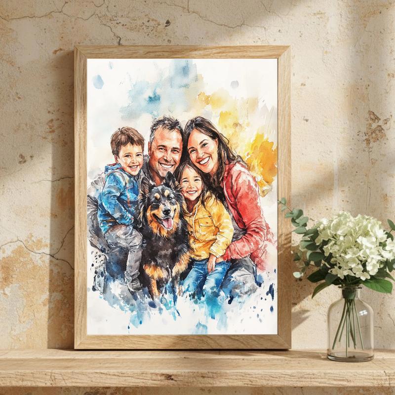 Hand-Painted Style Family Canvas A Treasured Watercolor Heirloom