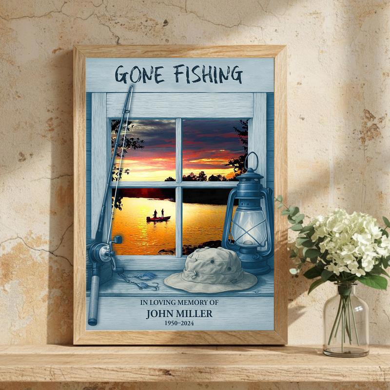 Fisherman's Personalized Remembrance - Gone Fishing Tribute Canvas