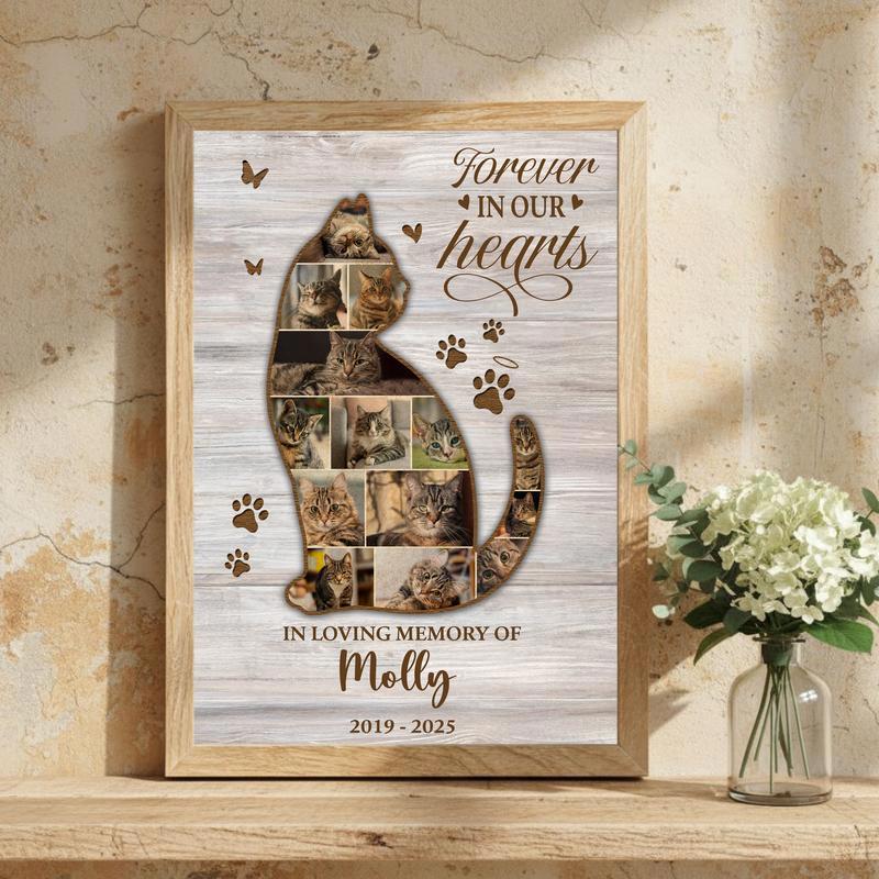 Forever Loved - Custom Cat Loss Photo Keepsake Canvas