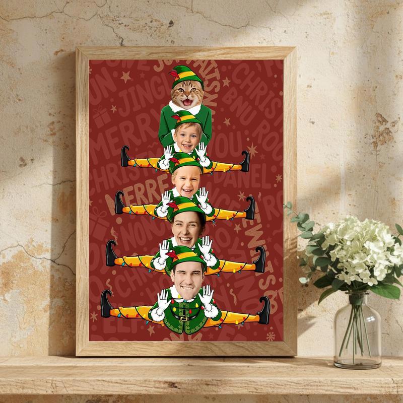 Funny Elf Family Canvas Keepsake - Personalized Christmas Gift
