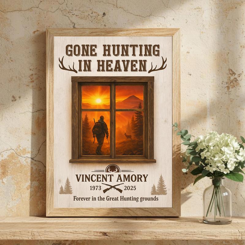 Gone Hunting In Heaven - Personalized Hunter Memorial Canvas