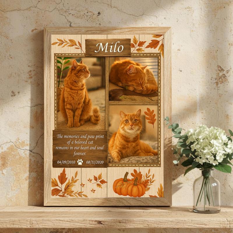 Heartfelt Cat Remembrance - Custom Photo Collage Memorial Canvas