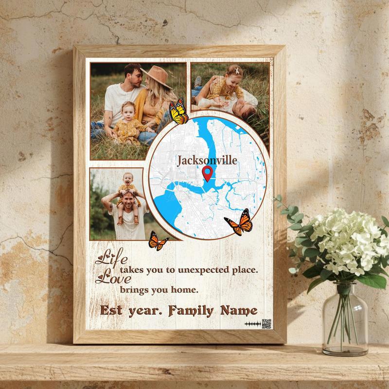 Personalized Map Canvas Life's Unexpected Journey Photo Art