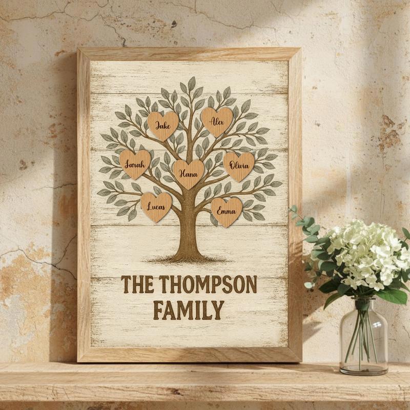 Meaningful Gift For Family - Personalized Family Tree Canvas