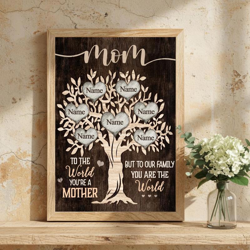 Unique Mom Keepsake Family Tree Canvas My World in One Person Art
