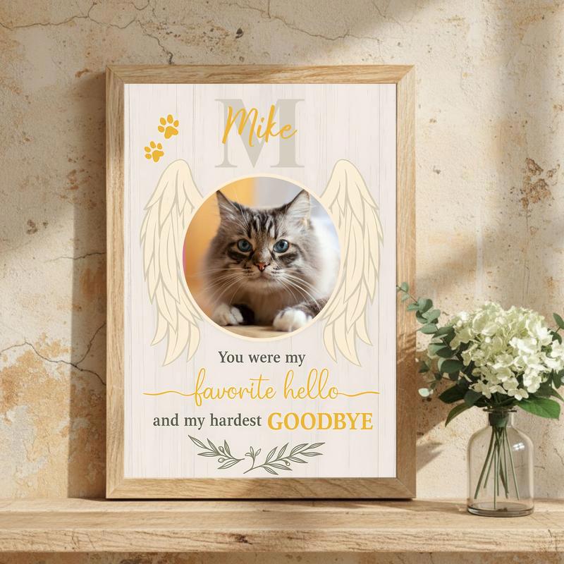 Personalized Cat Photo Memorial With Angel Wings Canvas