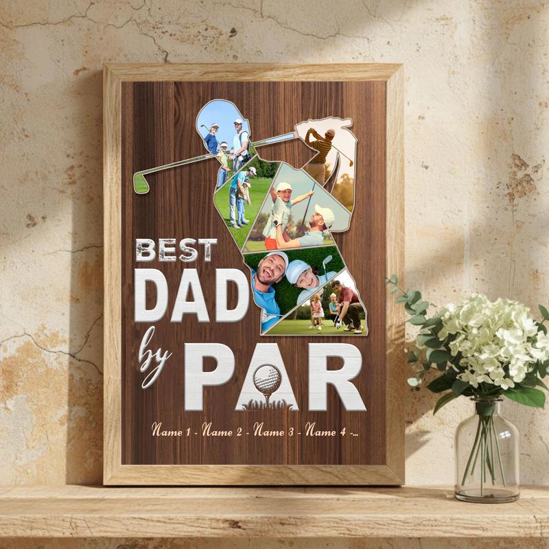 Capture Dad's Golf Day Custom Photo Collage Canvas