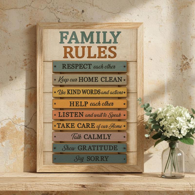Personalized Family Rules Sign Rustic Farmhouse Canvas