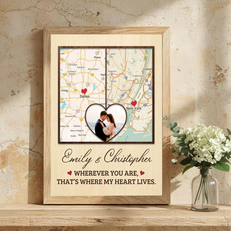 Personalized Map Art To Close The Distance - Couples Gift Canvas