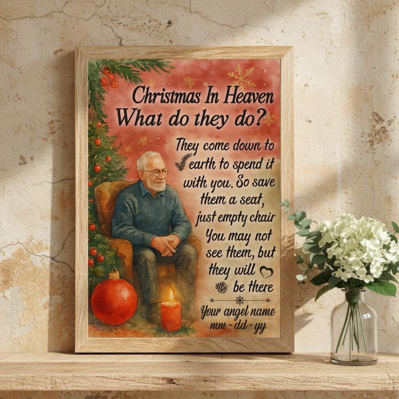 Personalized Memorial Keepsake Christmas In Heaven Canvas