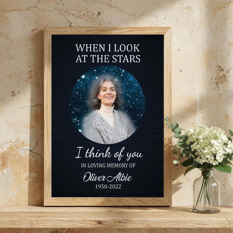 Personalized Star In Heaven Mom Tribute Wall Art Canvas
