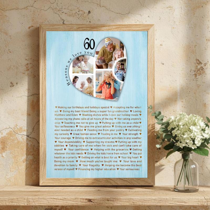 60 Moments Mom's 60th Birthday Photo Canvas of Love