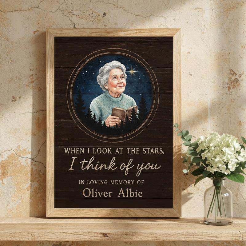 Remembering Mom - Custom Photo & Sky Map Memorial Canvas