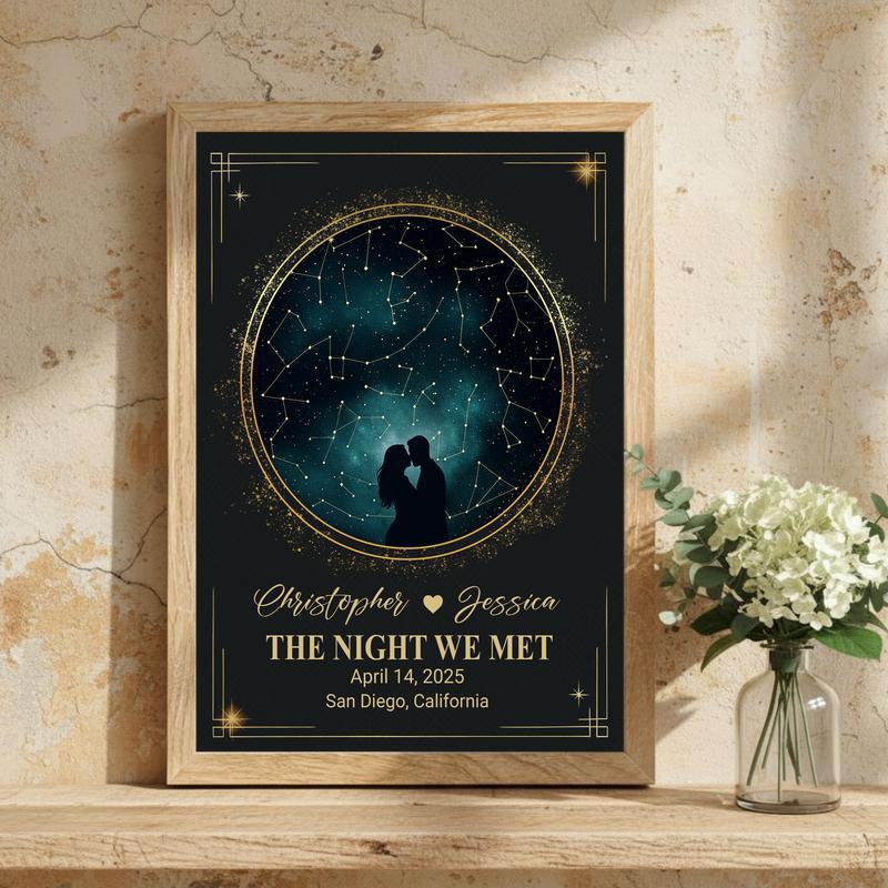 Romantic Custom Star Map For Couples Wedding Gift Canvas