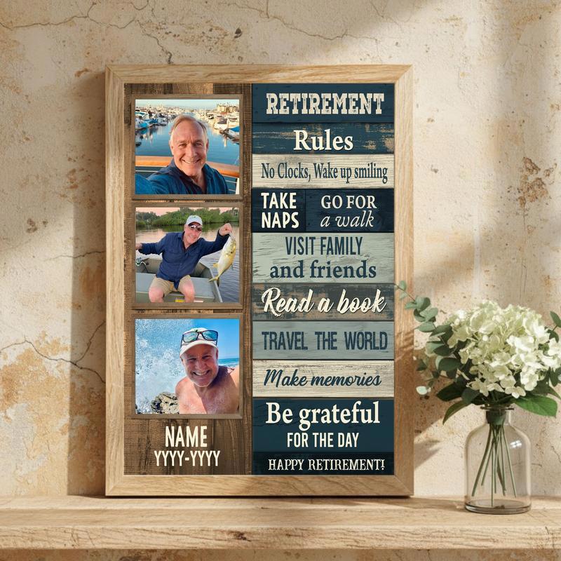 Rustic Coastal Gift For Dad's Personalized Retirement Canvas