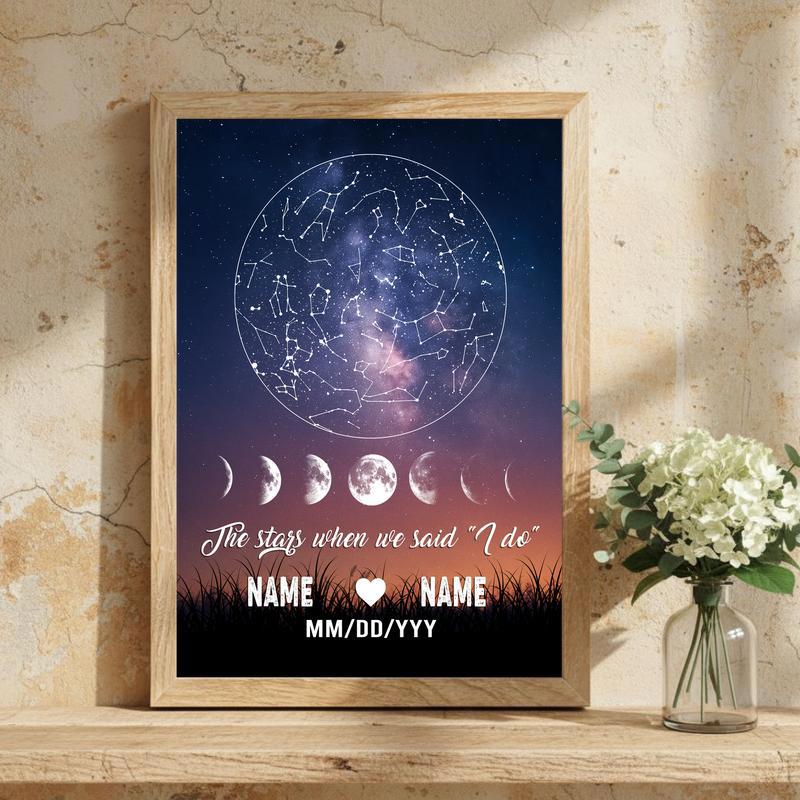 The Night We Became Us - Personalized Wedding Star Map Canvas